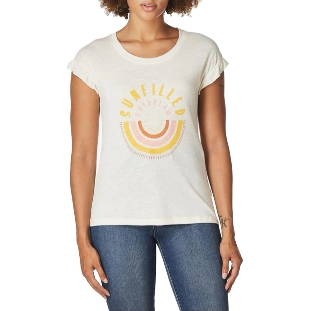 Jessica Simpson Sunfilled Daydream Women’s Cream Short Sleeve Tee Size XS